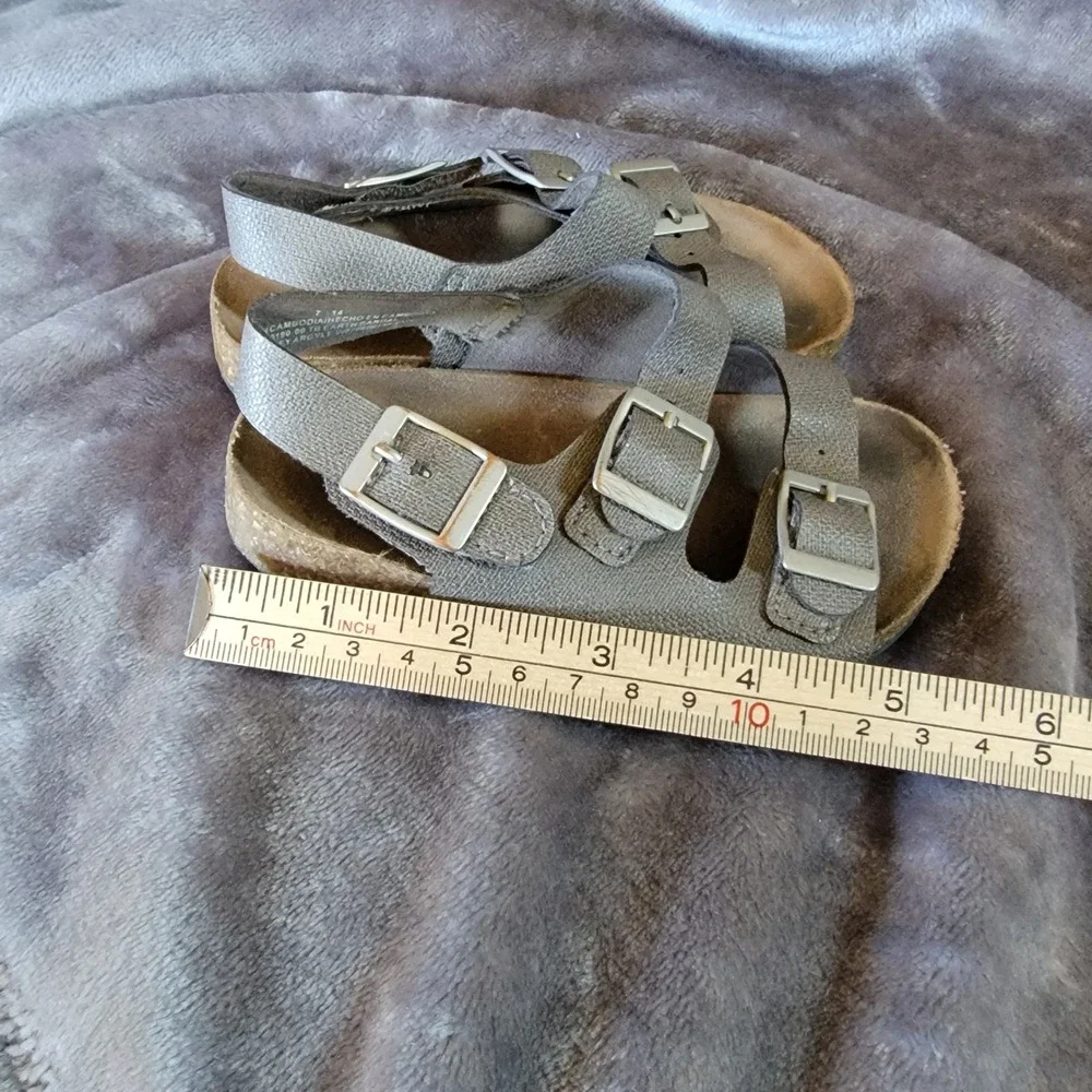Gap Earth Sandal Kids 7 Blue Grey Argyle Good Buckle Cork Footbed 689190-00